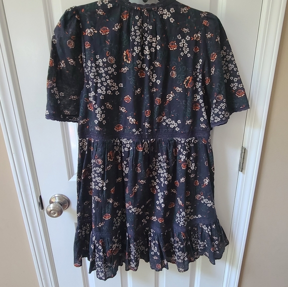 Anthropologie Lori Tunic Floral Dress - Blue, White And Orange XS - Picture 8 of 17